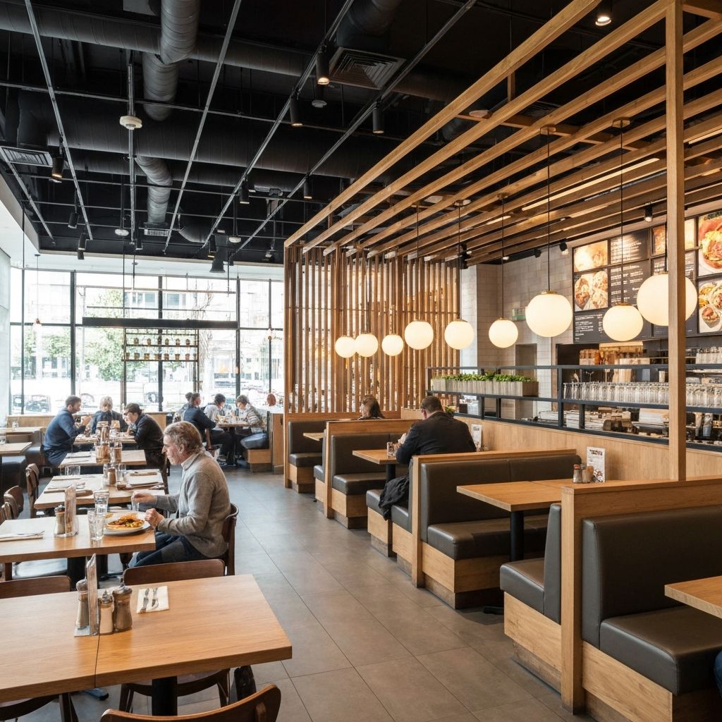 Customer using a self-service digital ordering kiosk at a restaurant