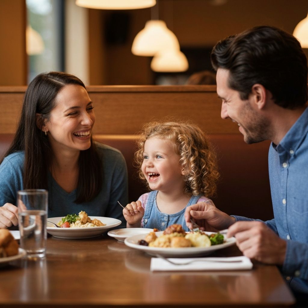 Happy family taking a selfie while dining at a restaurant