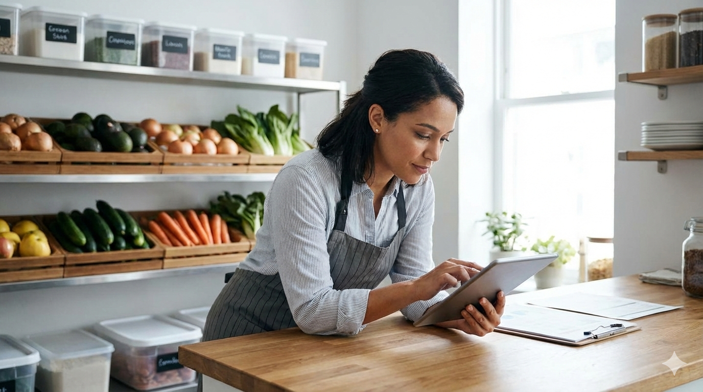 Restaurant kitchen with fresh ingredients
